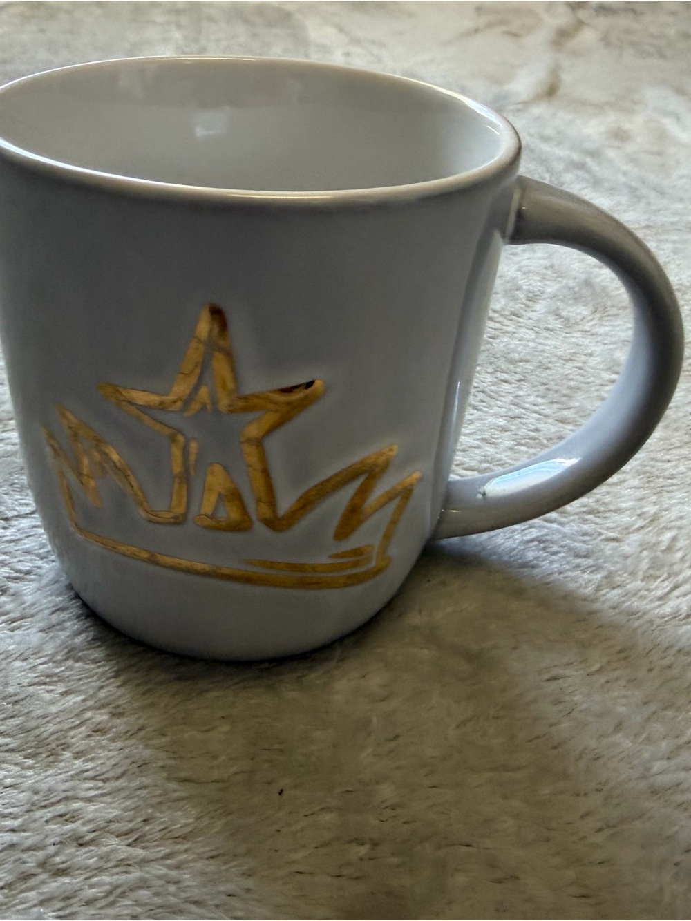Starbucks White Ceramic Mug with Gold Star Design